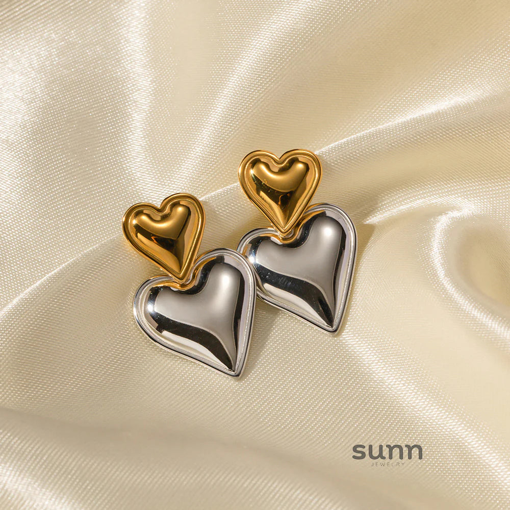 Kambree Two-Tone Heart Earrings