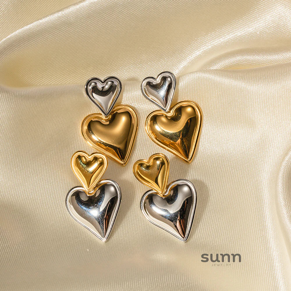 Kambree Two-Tone Heart Earrings