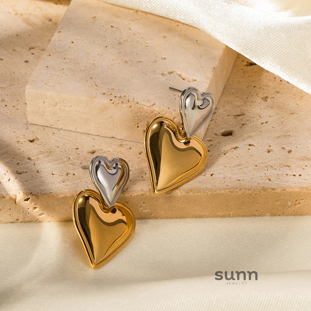 Kambree Two-Tone Heart Earrings