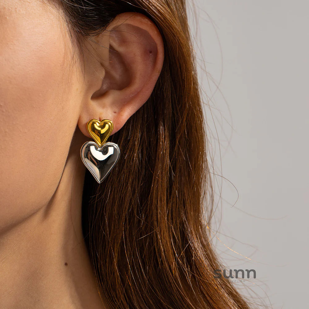 Kambree Two-Tone Heart Earrings