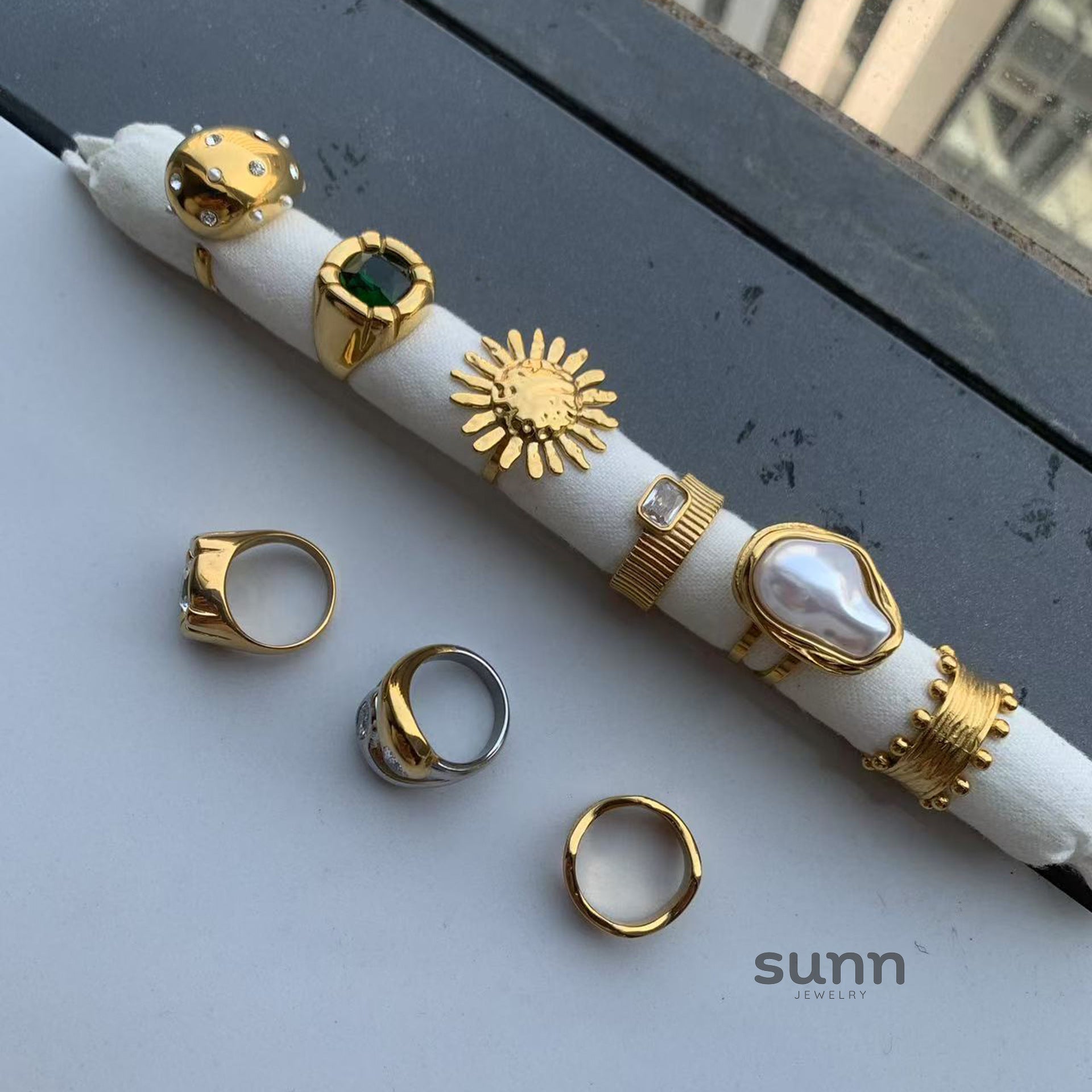 Kameryn Pearl Zirconia Rings [AE71G2L9]