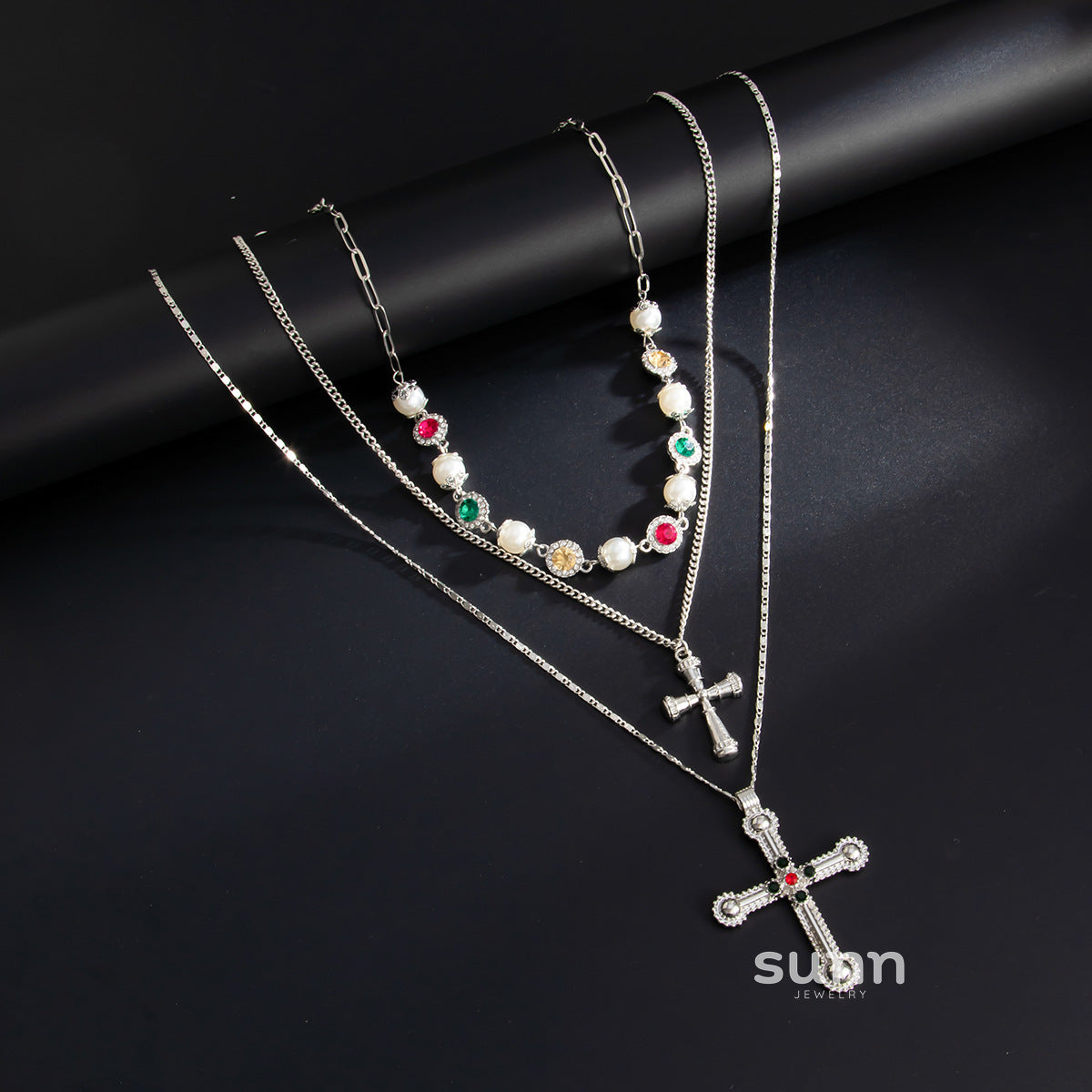 Kamia Diamond Pearl Cross Chain [XCTU1H6B]
