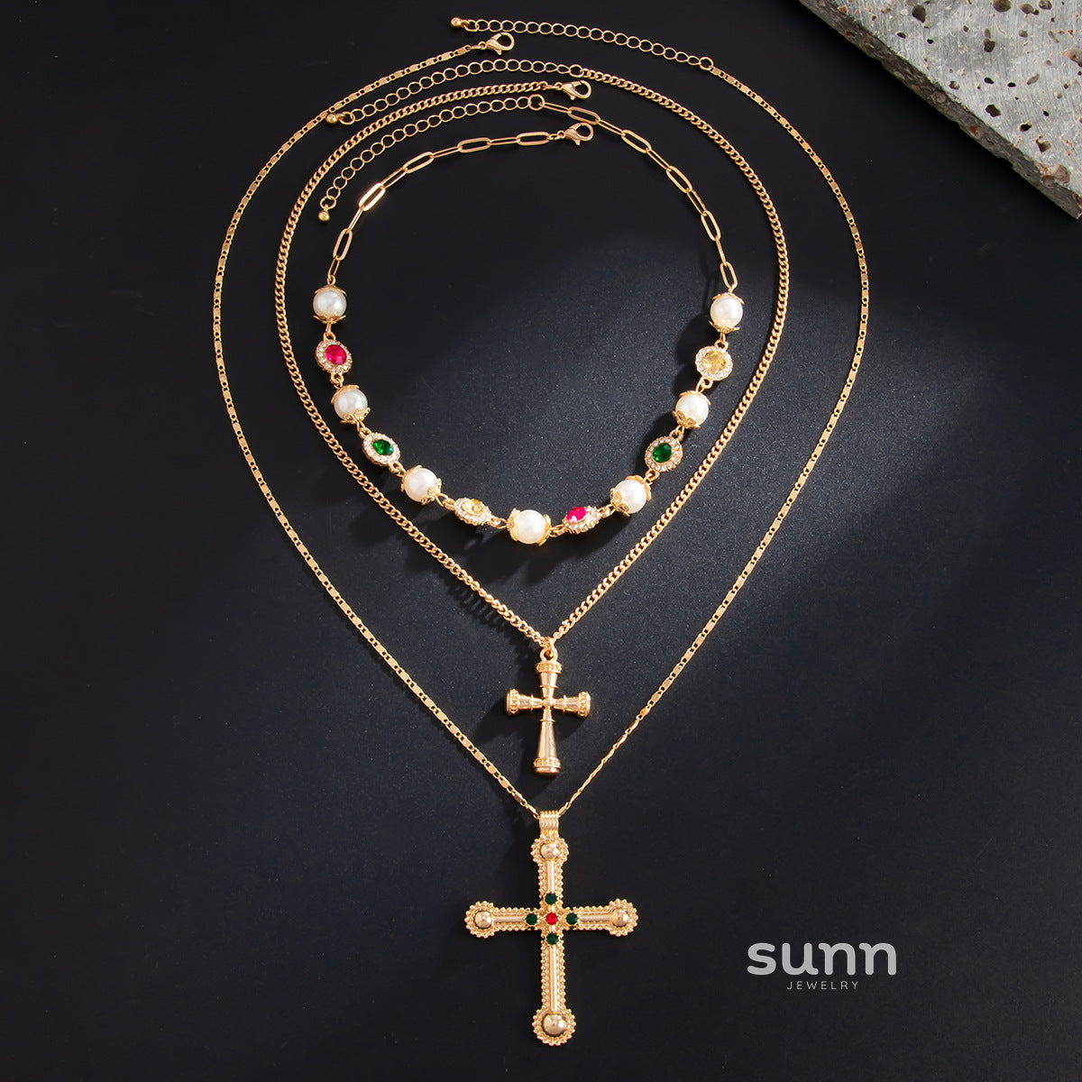 Kamia Diamond Pearl Cross Chain [KG7FQYA3]