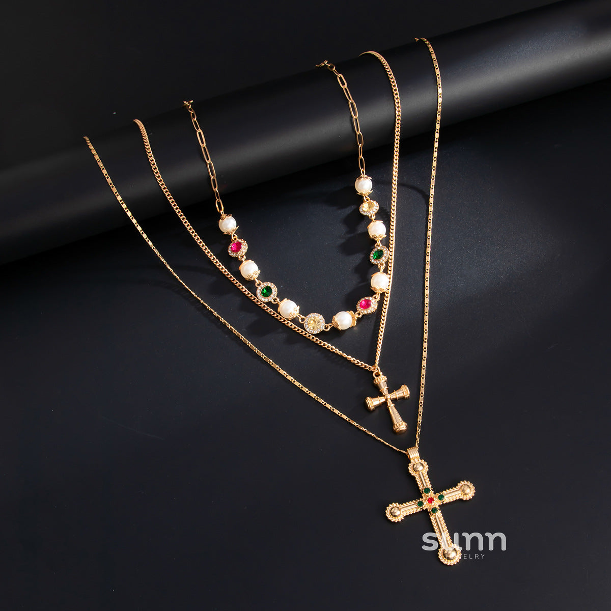 Kamia Diamond Pearl Cross Chain [TK72OCPF]