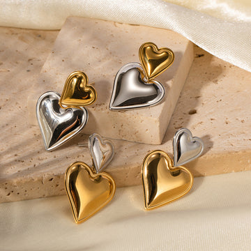 Kamilla Two-Tone Heart Earrings [HJL2DMIO]