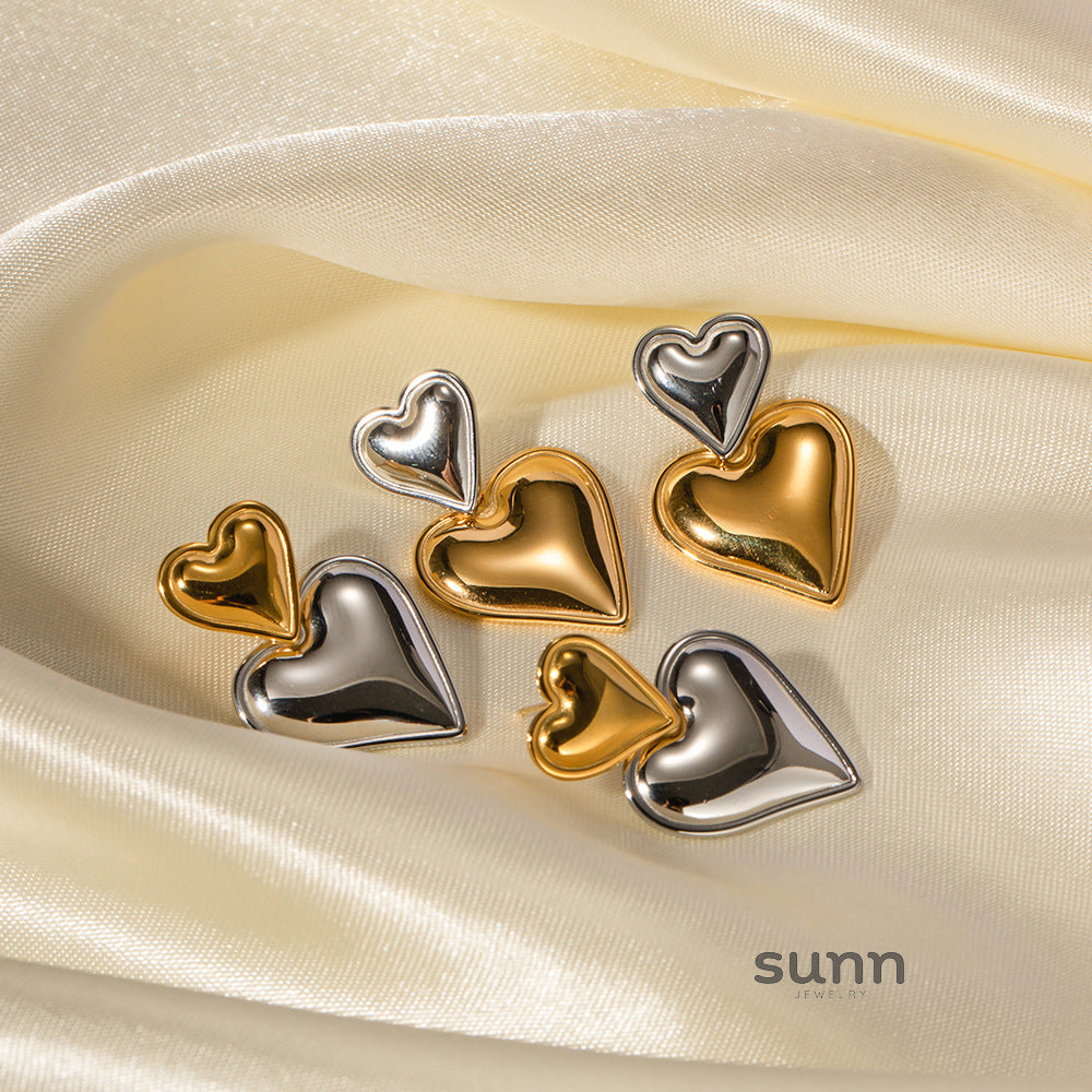 Kamilla Two-Tone Heart Earrings [IF8JM8QM]