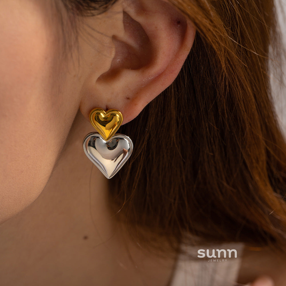 Kamilla Two-Tone Heart Earrings [IT5RU0CZ]