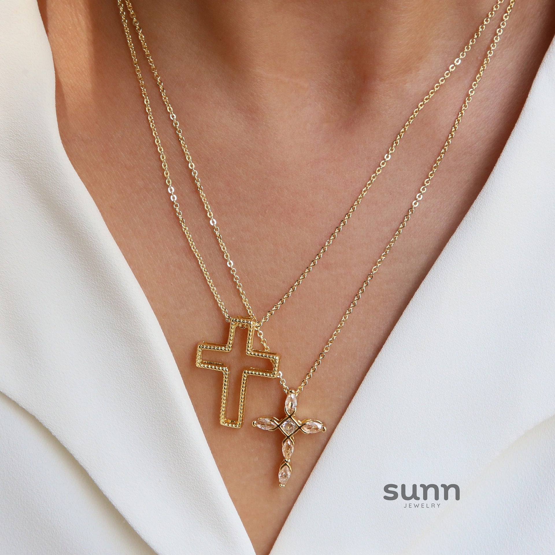 Kamryn Zircon Detachable Cross Necklace [NT425IF7]