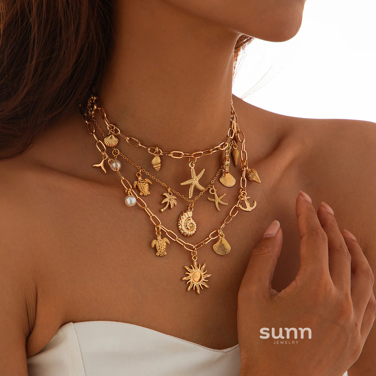 Karen Layered Marine Necklace Set