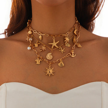 Karen Layered Marine Necklace Set