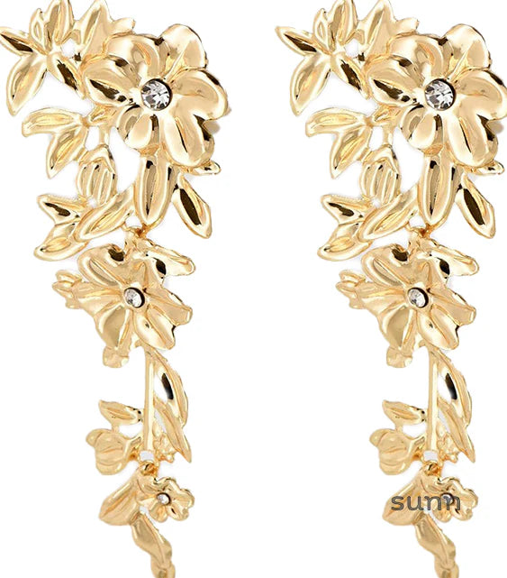 Karissa Floral Gemstone Tassel Earrings