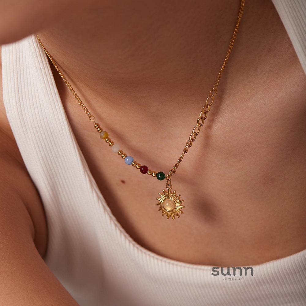 Karolyn Cat's Eye Sun Necklace [H18L9TGW]