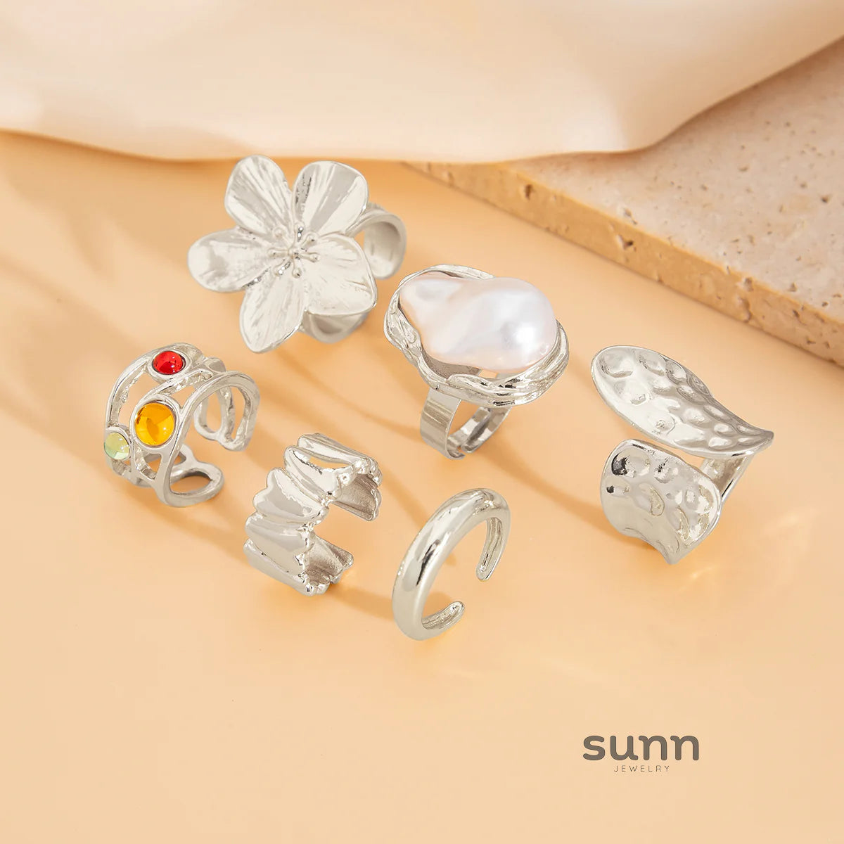 Kasia Baroque Floral Ring Set