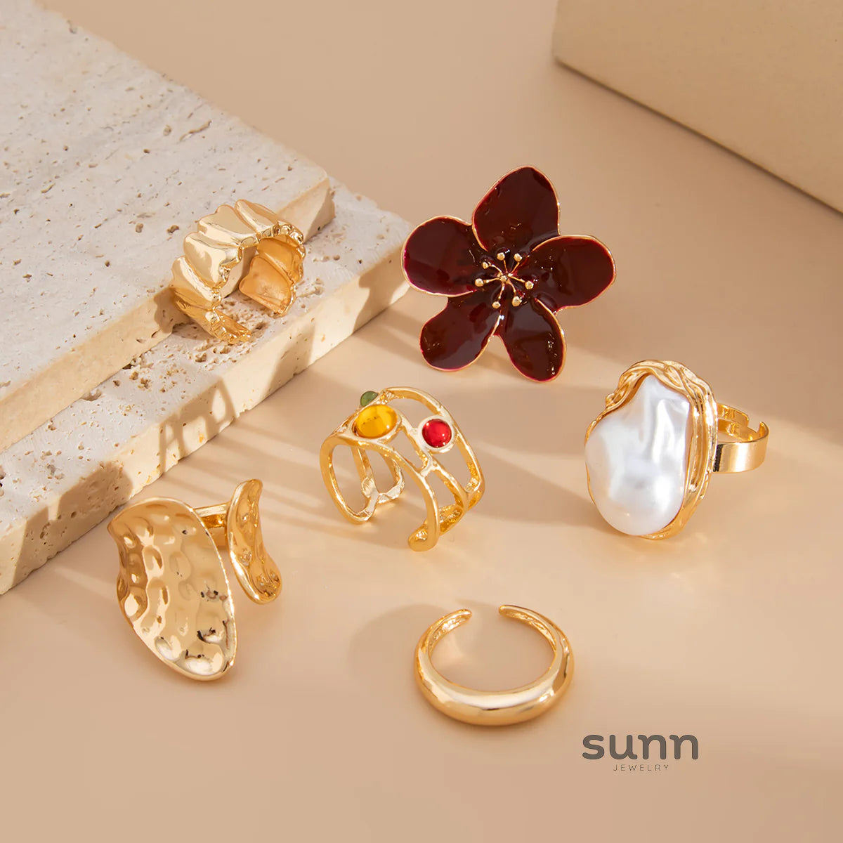 Kasia Baroque Floral Ring Set