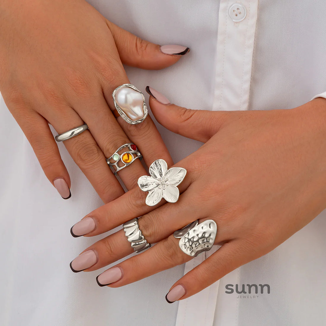 Kasia Baroque Floral Ring Set