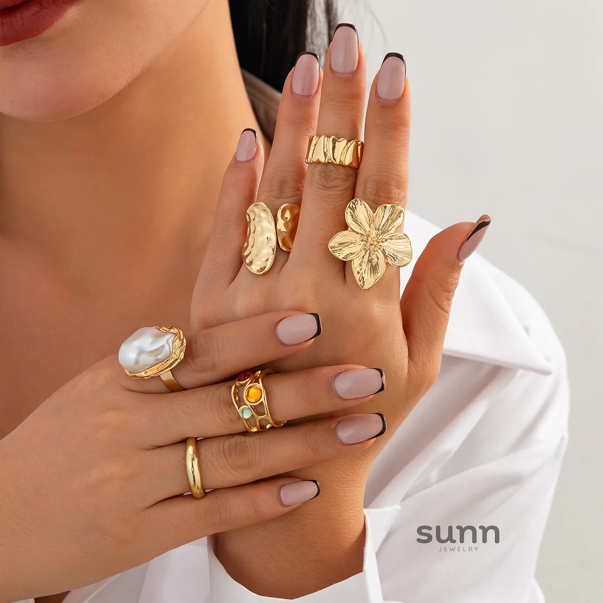 Kasia Baroque Floral Ring Set