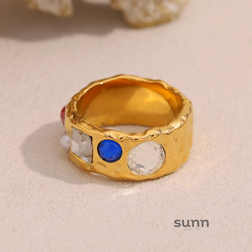 Kasia Gold Zircon Pearl Ring [79RVF16L]