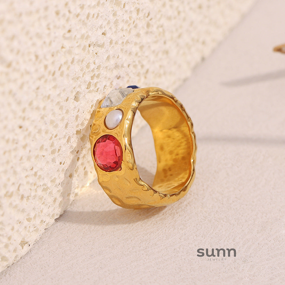 Kasia Gold Zircon Pearl Ring [AV57PF7T]