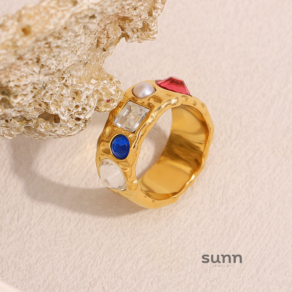 Kasia Gold Zircon Pearl Ring [VI5EINX4]