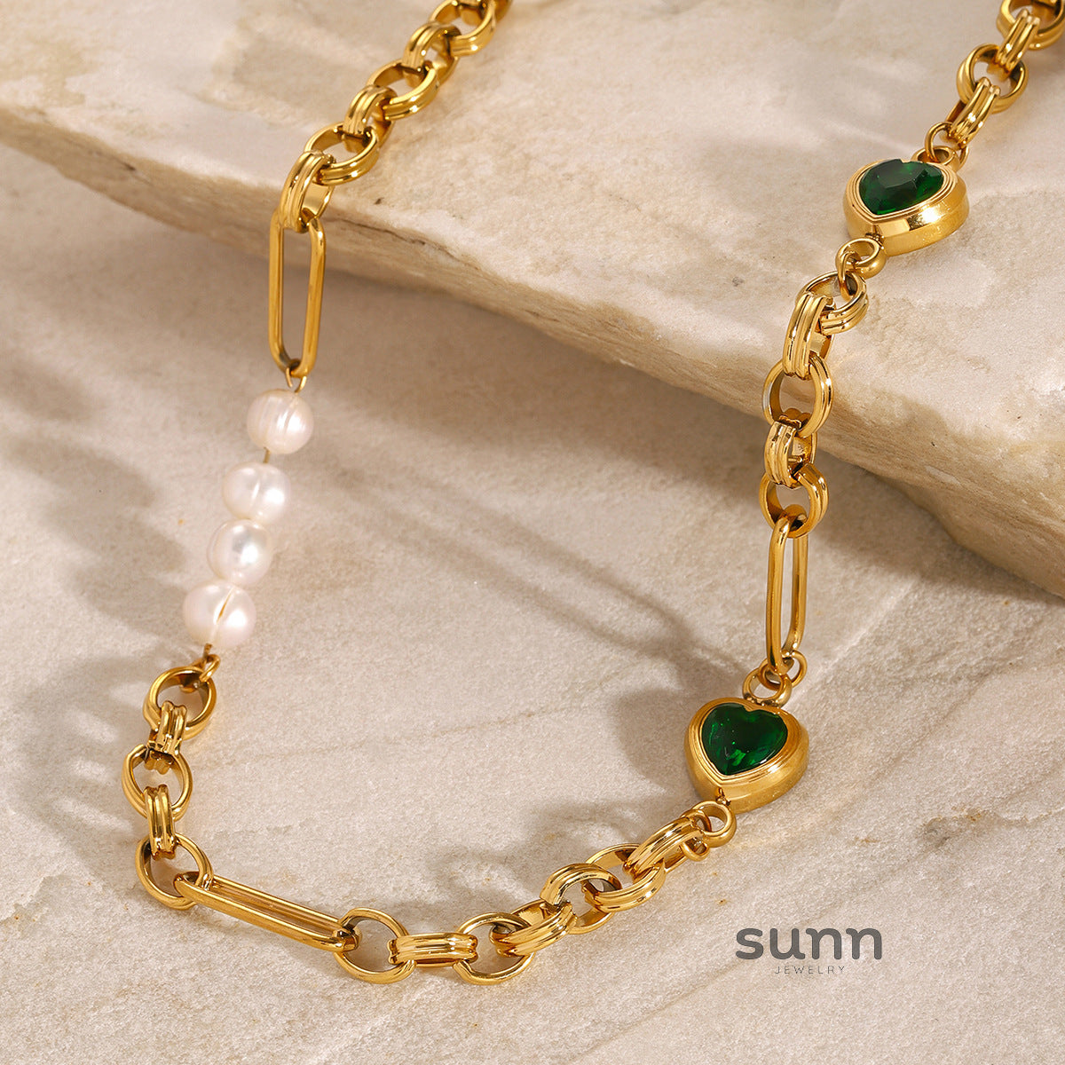 Kasia Heart Pearl Necklace Set [D3BQHXHG]