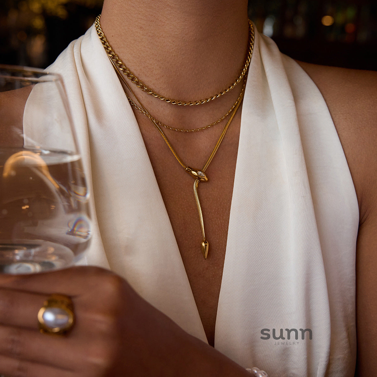 Katrina Zircon Serpent Necklace [58676059]