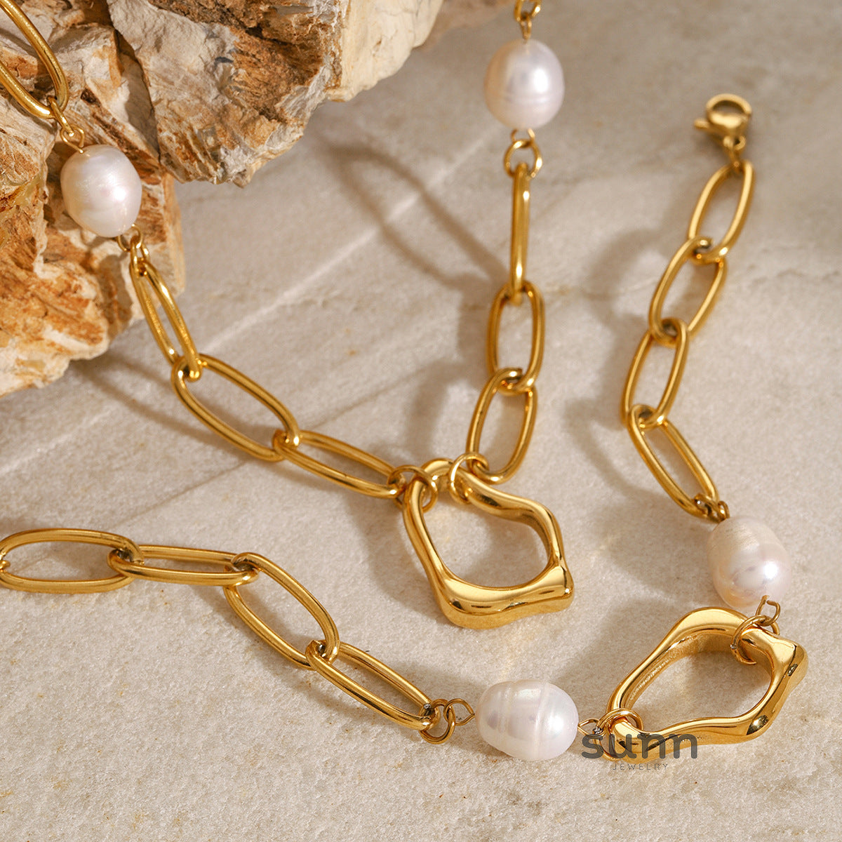 Kattleya Wave Pearl Jewelry Set [4ZZ2HN3I]
