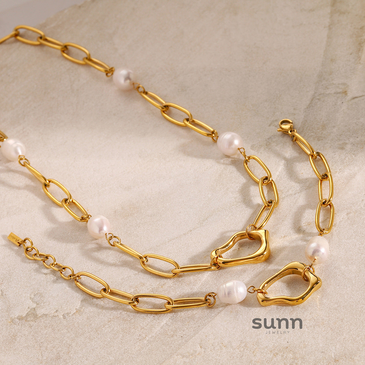 Kattleya Wave Pearl Jewelry Set [52JV733R]