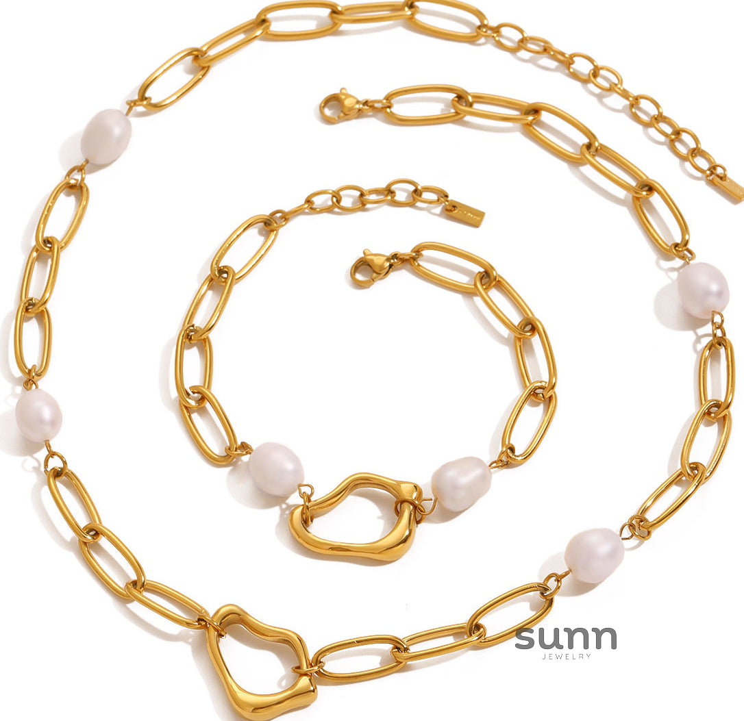 Kattleya Wave Pearl Jewelry Set [84W28GHE]