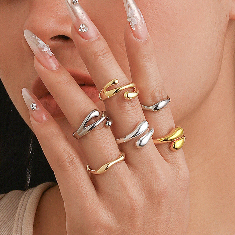 Katy Liquid Metal Open Ring [8OFJOLGN]