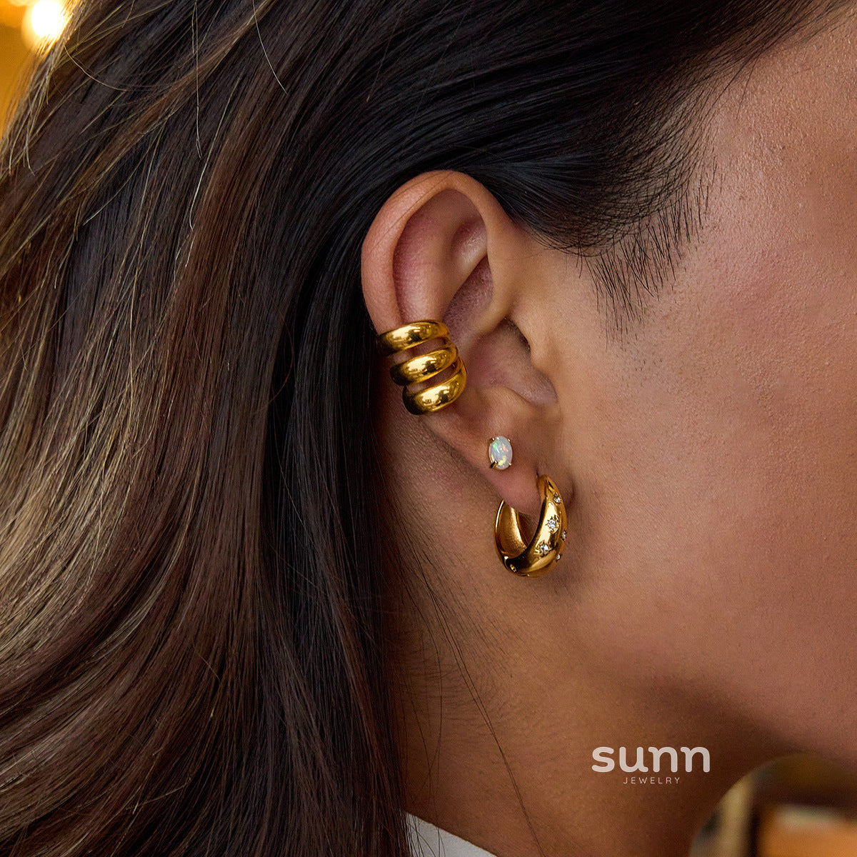 Katya Puffy Diamond Hoop Earrings [BO7VH4XJ]