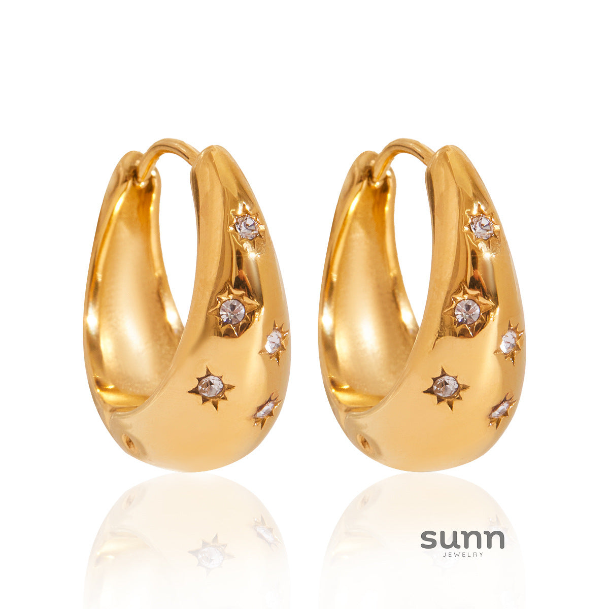 Katya Puffy Diamond Hoop Earrings [2C2YJE1C]