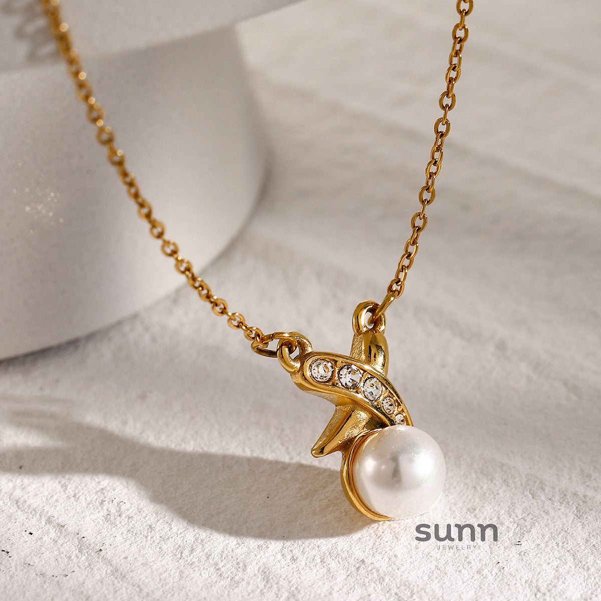 Kayce Pearl Clavicle Necklace [227SYE8M]