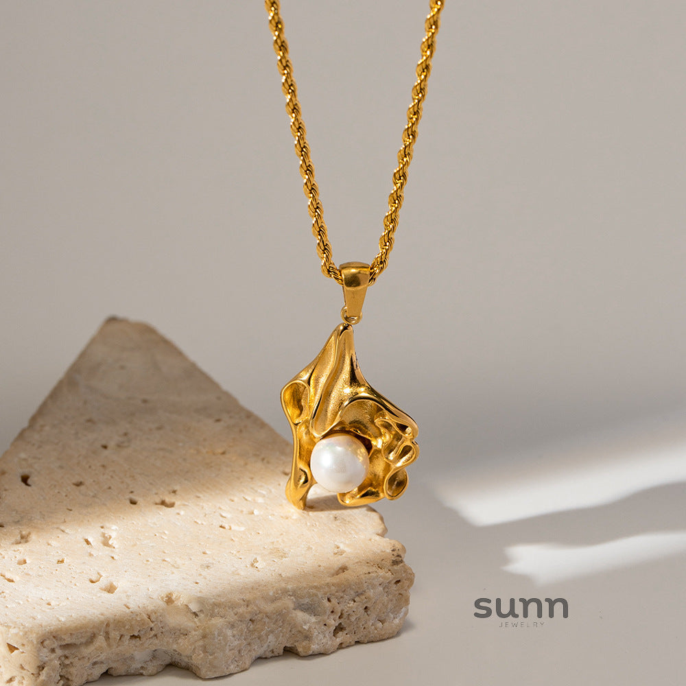 Kayce Pearl Clavicle Necklace [18ACLP1F]
