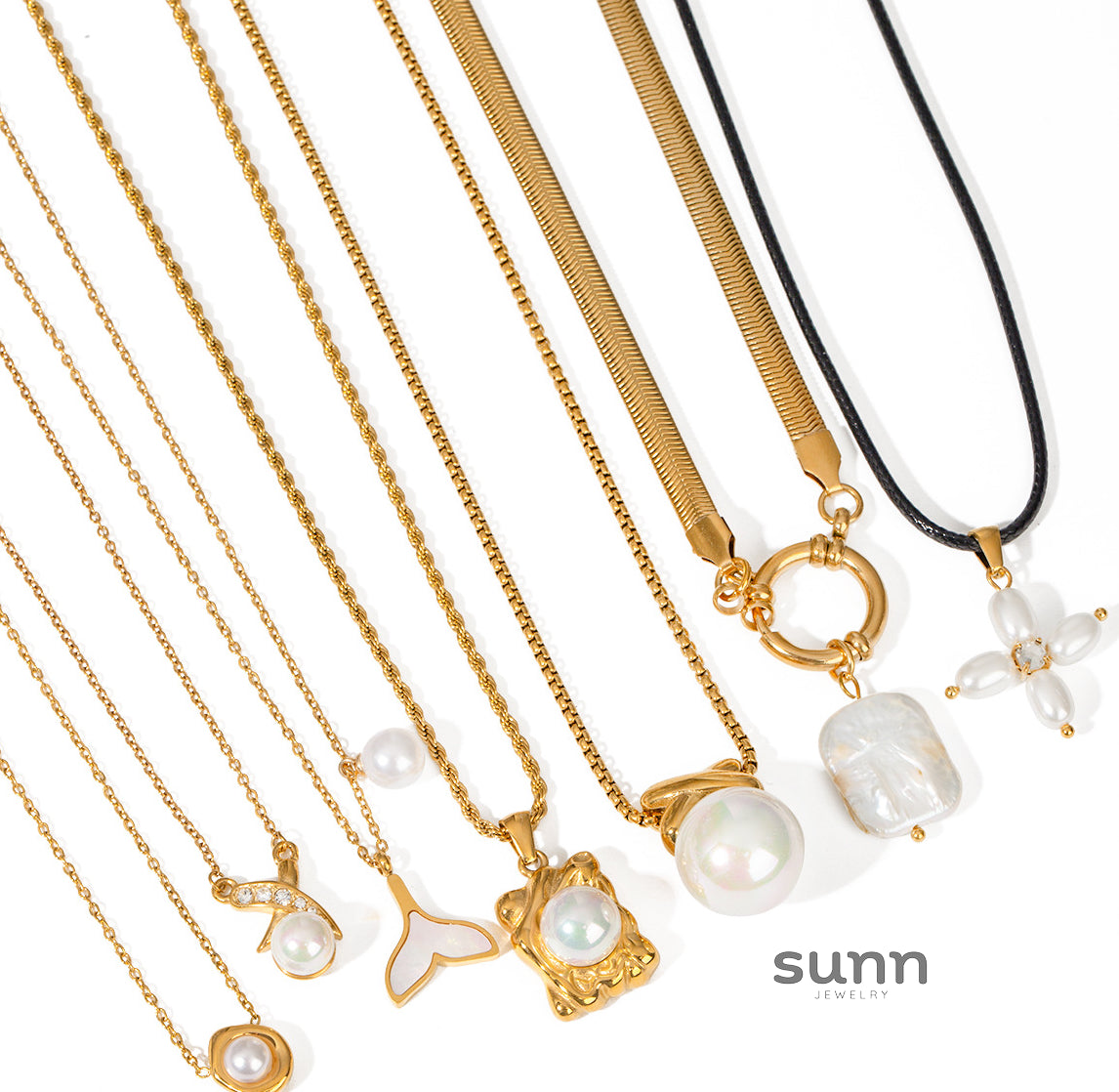 Kayce Pearl Clavicle Necklace [1SPVRKKF]