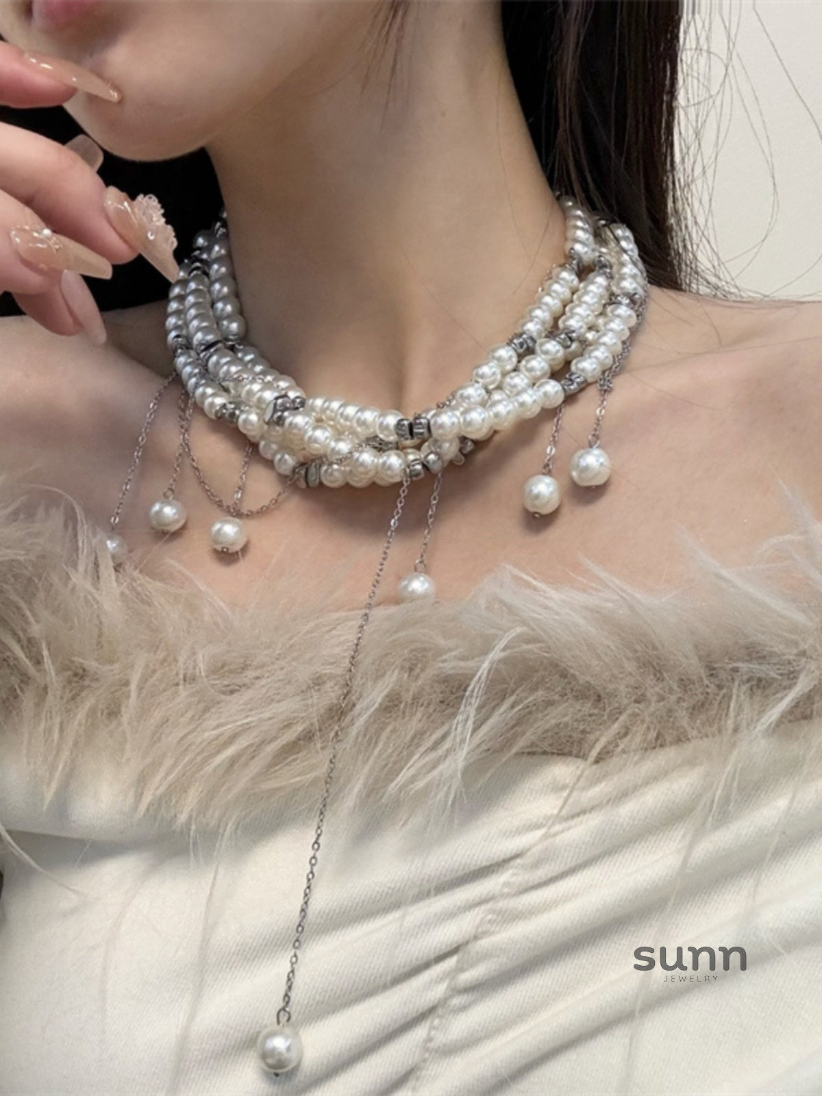 Kaydance Pearl Heart Choker [83GXKX3H]