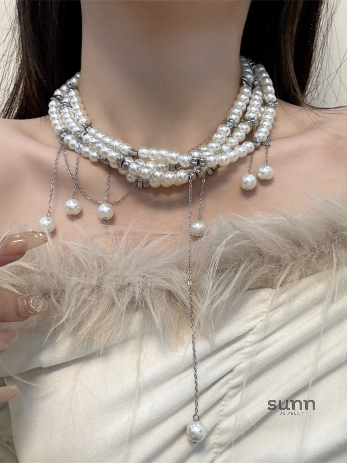 Kaydance Pearl Heart Choker [1O5GKWM1]