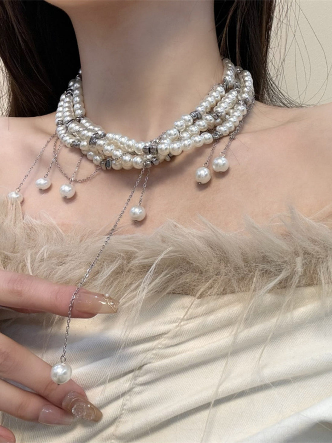 Kaydance Pearl Heart Choker [R5UBHVOY]