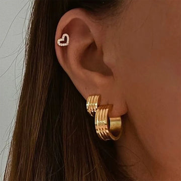 Kayleah Gold Ribbed Hoops