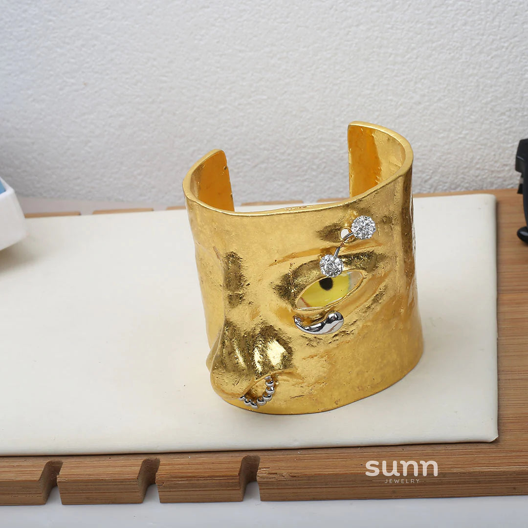 Kayleah Sculptural Face Bracelet