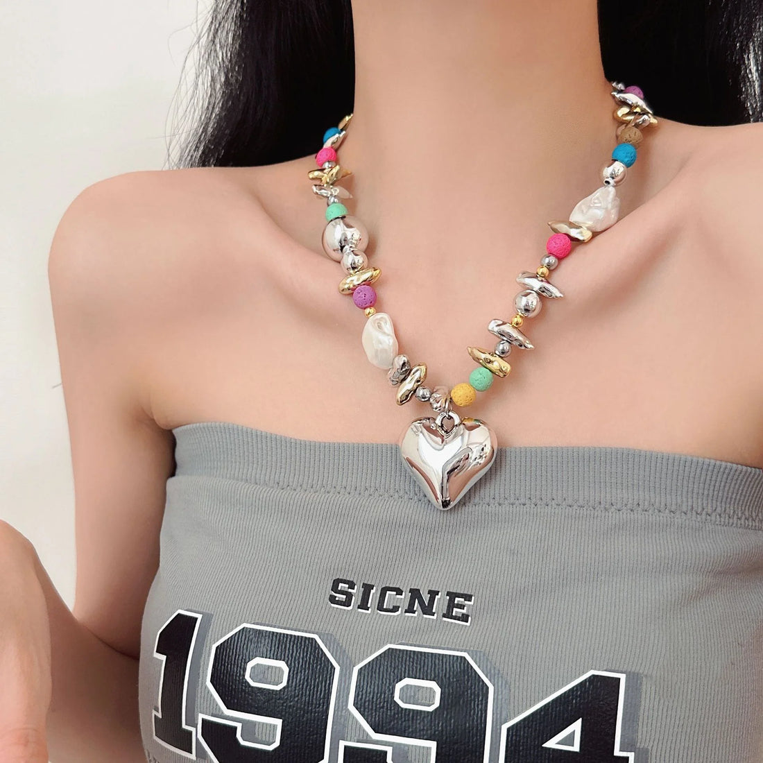 Kaylie Beaded Heart Necklace