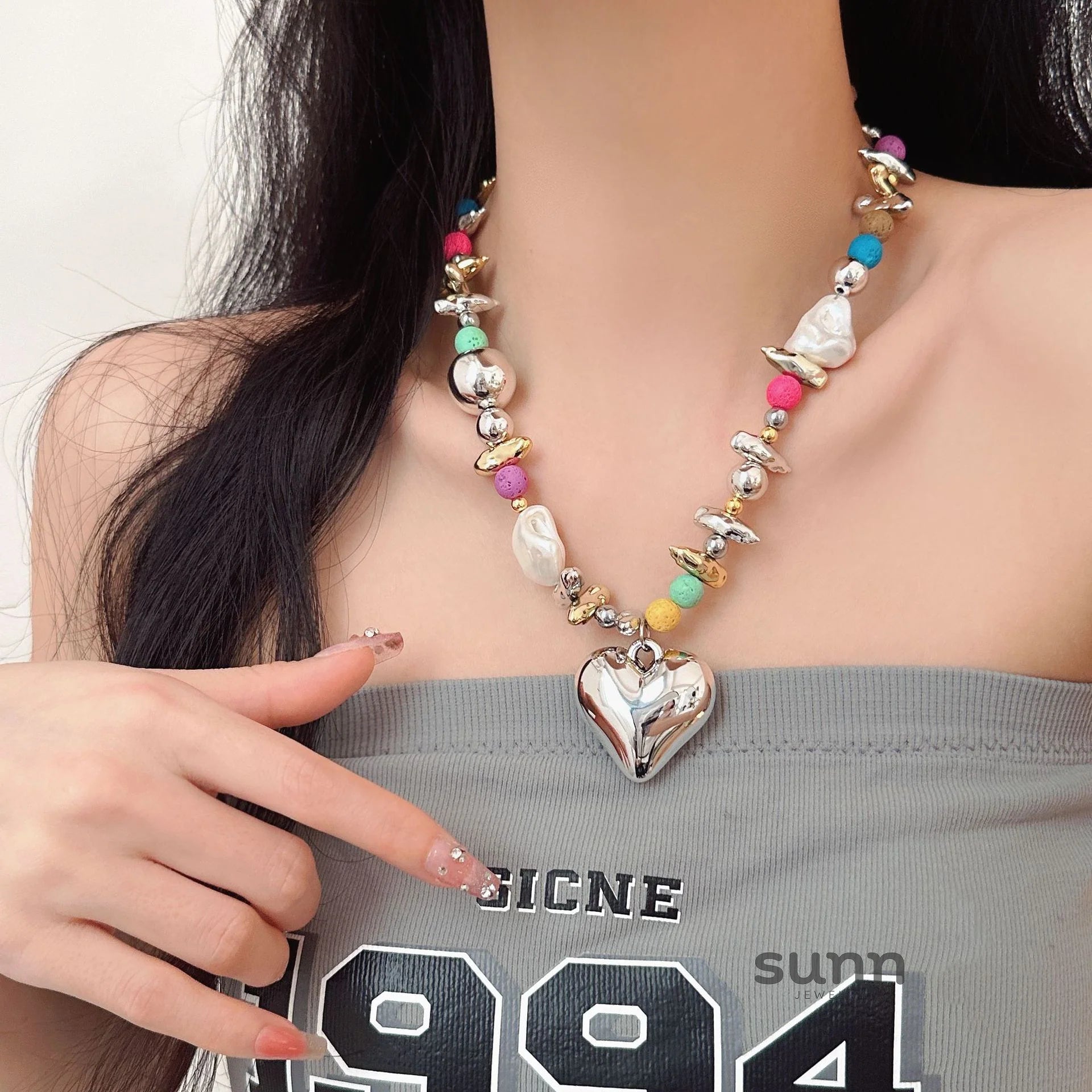 Kaylie Beaded Heart Necklace