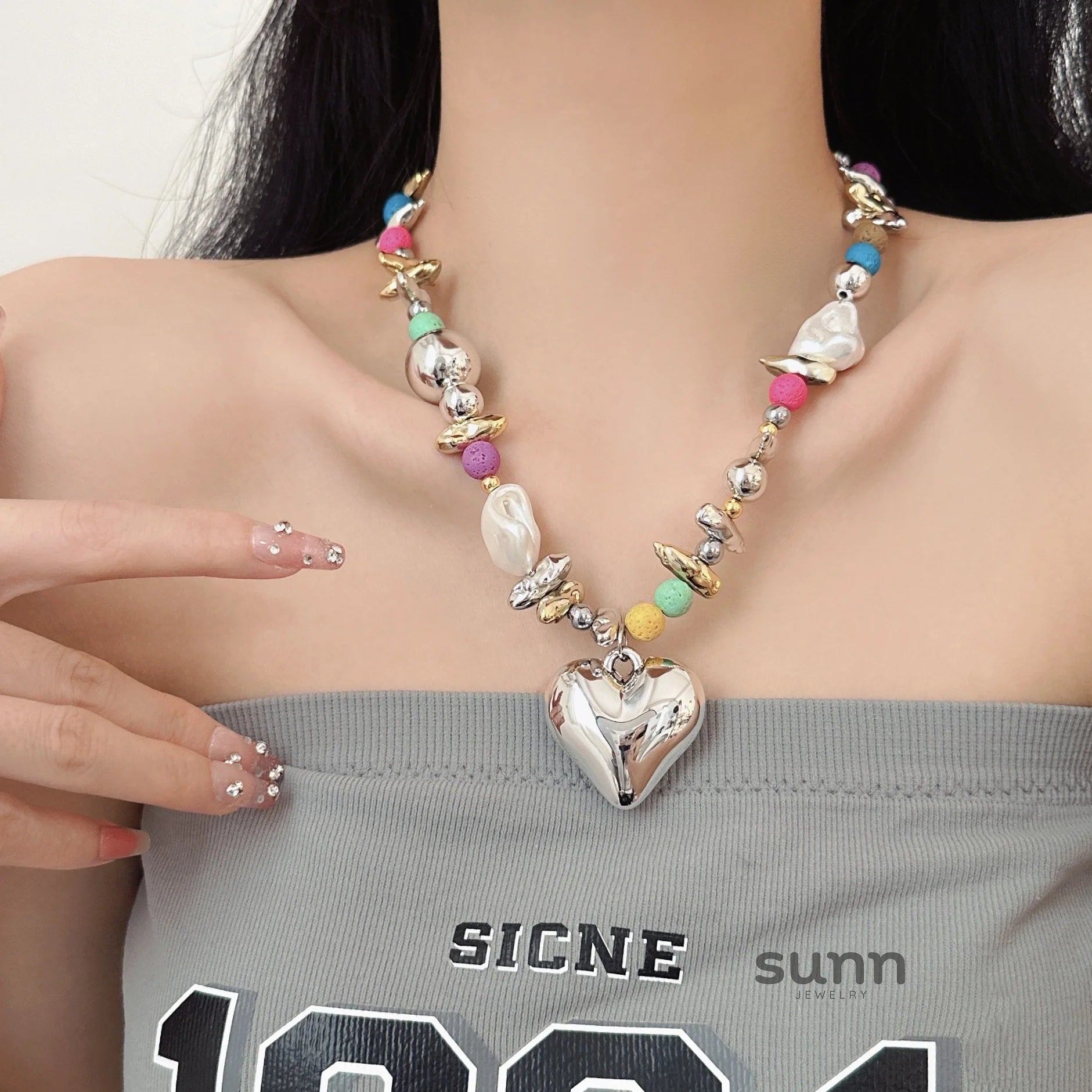 Kaylie Beaded Heart Necklace
