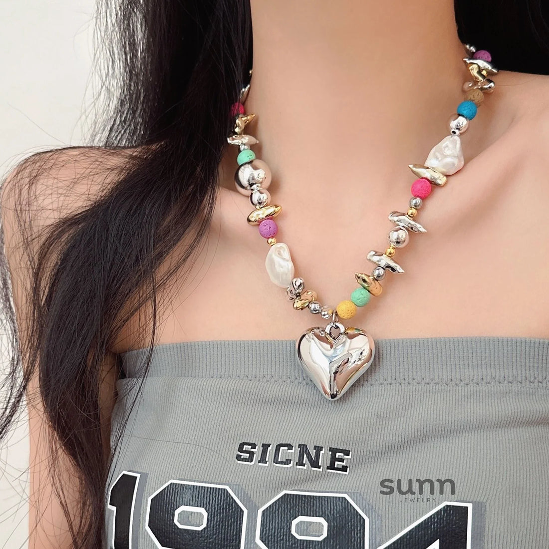 Kaylie Beaded Heart Necklace