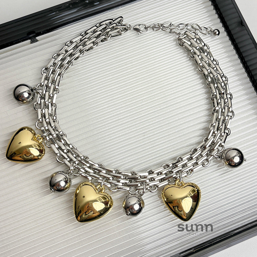 Kaylie Retro Heart Charm Necklace [2F9G4JUV]