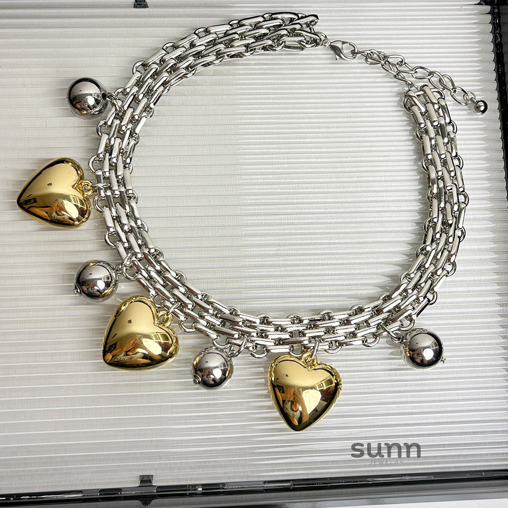 Kaylie Retro Heart Charm Necklace [K3CX8KI4]