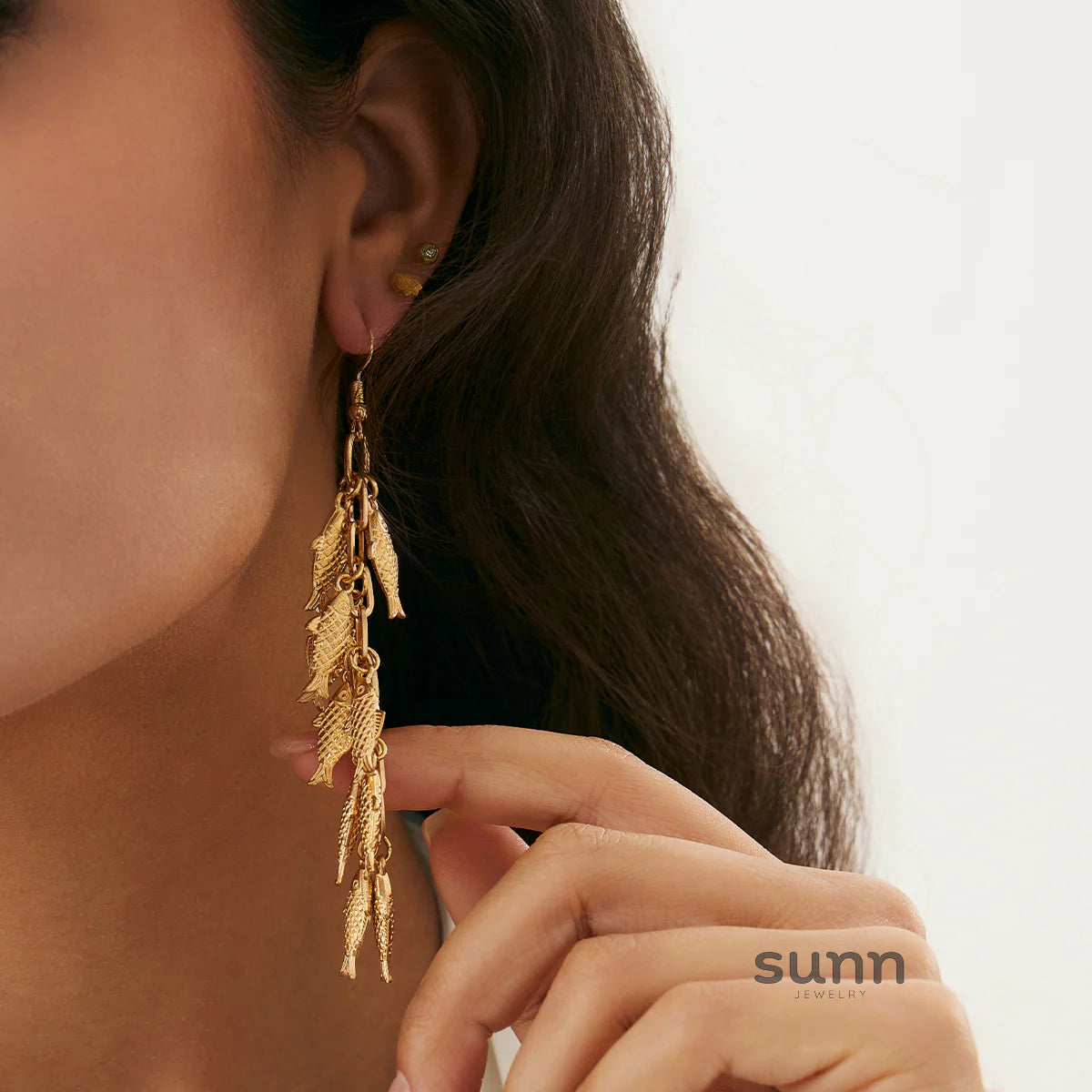Kaylor Dainty Fish Tassel Earrings