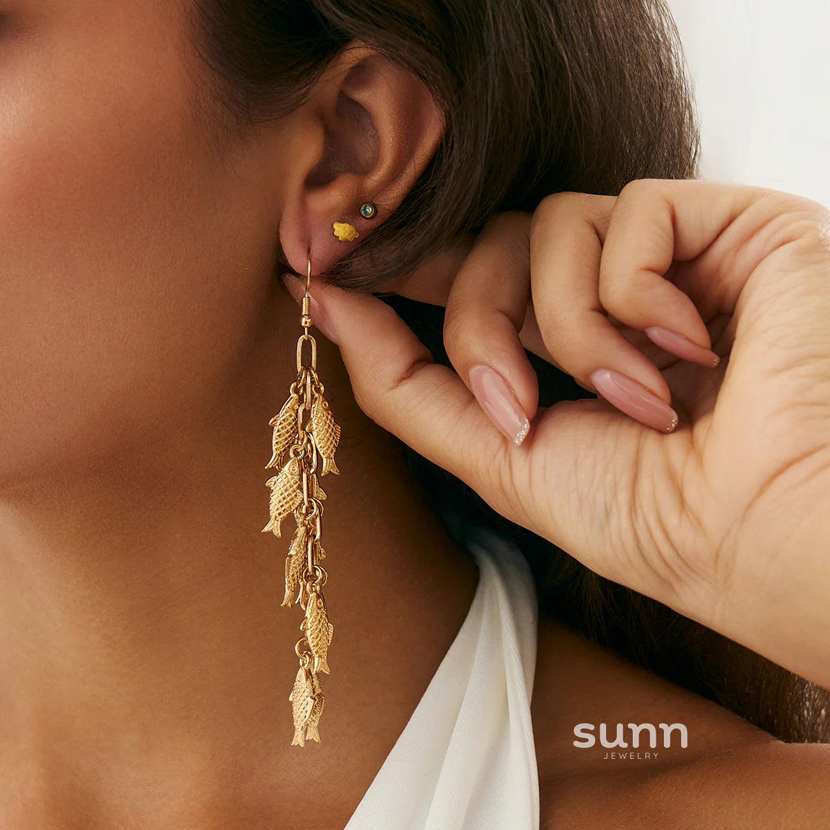 Kaylor Dainty Fish Tassel Earrings