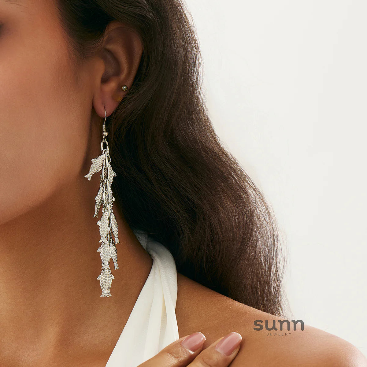 Kaylor Dainty Fish Tassel Earrings