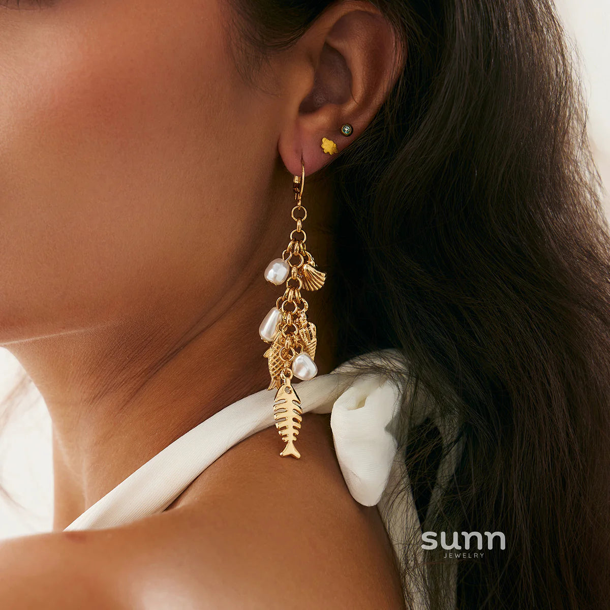 Kaylor Dainty Fish Tassel Earrings