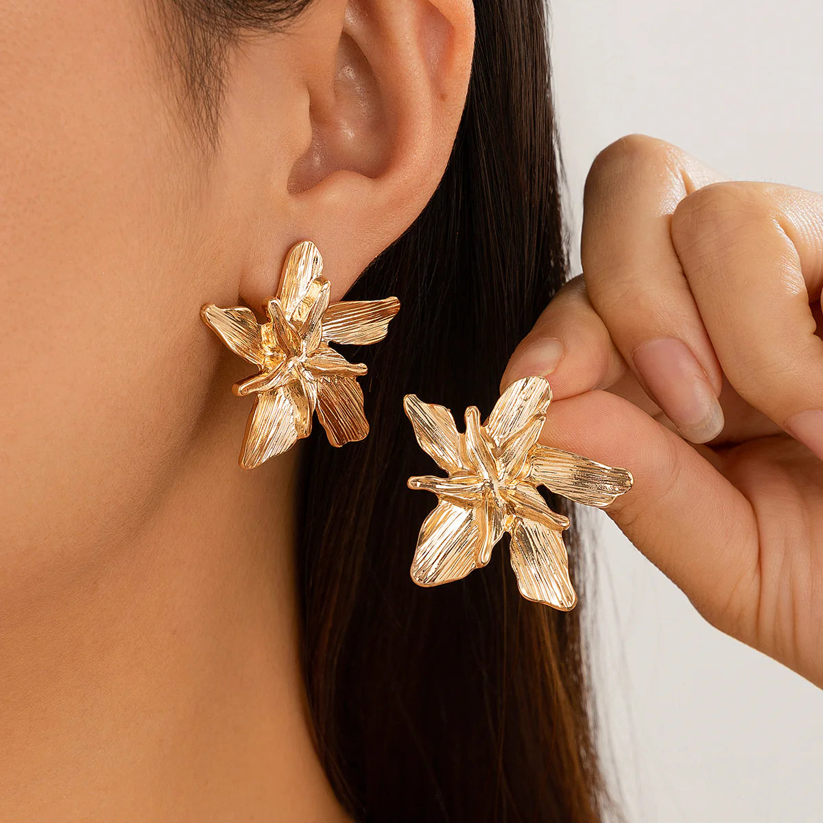 Keagan Five-Petal Flower Stud Earrings